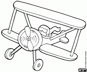 Antique aeroplane, front view coloring page