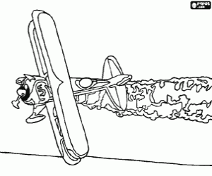 Antique airplane leaving a trace coloring page