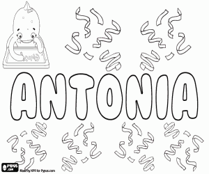 Antonia, female name coloring page