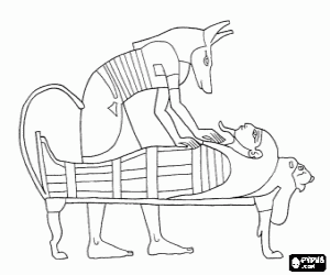 Anubis, Egyptian funerary god coloring page