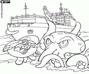 Aquaman, a superhero in danger coloring page