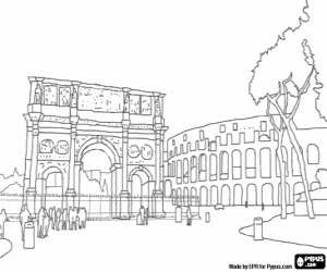 The Arch and the Coliseum of Rome coloring page