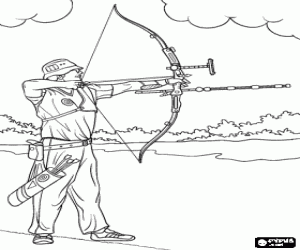 The archer in a competition coloring page