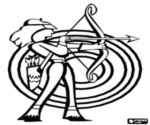 Archer next to the target coloring page