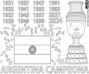 Argentina, champion of the Americas 2024 coloring page