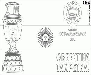 Argentina,champion Copa America 2021 coloring page