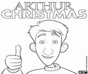 Arhur Christmas and the ok sign coloring page