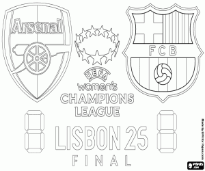 Arsenal vs Barcelona, final 2025 coloring page