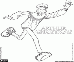 Arthur Christmas greets us coloring page