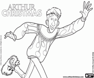 Arthur Christmas in a hurry coloring page