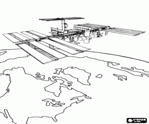 An artificial satellite in orbit coloring page