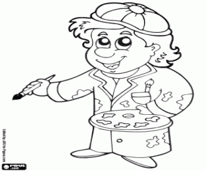 Artist painter coloring page