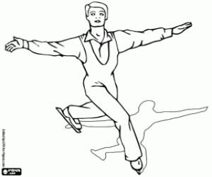 Artistic ice skater in action coloring page