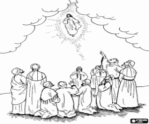 Ascension of Jesus and Apostles coloring page