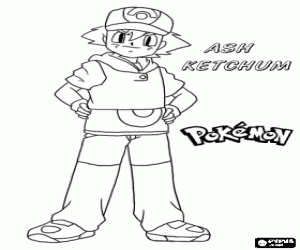 Ash Ketchum, Pokemon main character coloring page