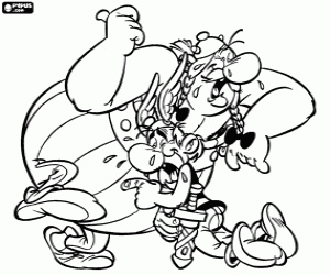 Asterix and Obelix,most famous gauls coloring page