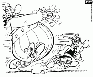 Asterix and Obelix running coloring page