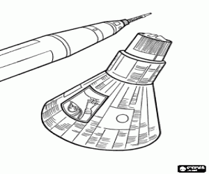 The astronaut in the space capsule coloring page
