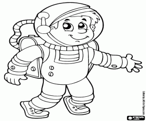An astronaut in a space mission coloring page