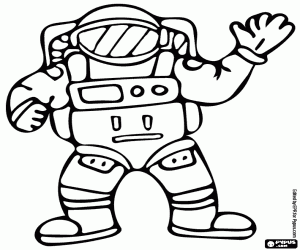 The astronaut with space suit coloring page