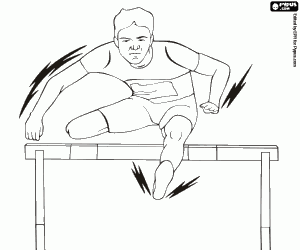 An athlete in hurdle jump coloring page
