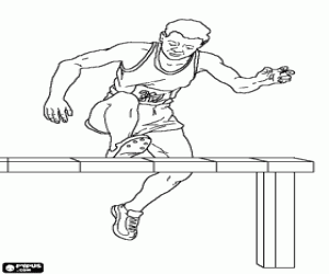 Athlete in a hurdles race  coloring page
