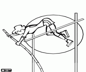 The athlete and the pole vault coloring page