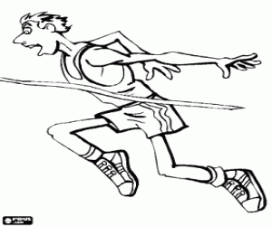 Athlete reaching the finish line first coloring page