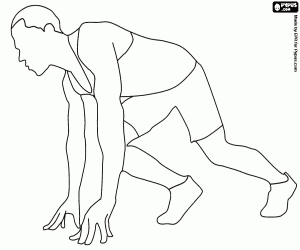 The athlete in starting position coloring page