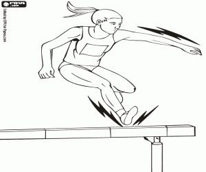 An athlete in a steeplechase race coloring page