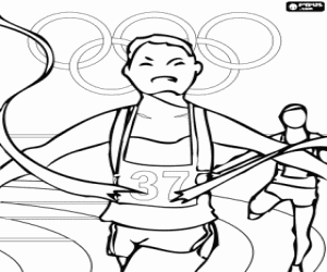 Athlete winning an olympic race coloring page