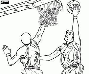 Attempt to score in basketball coloring page