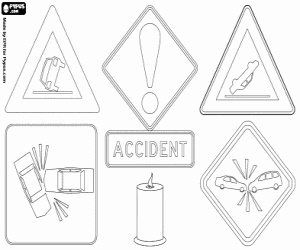 Attention with traffic accidents coloring page