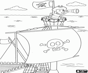 Austin the pirate is at crow's nest coloring page