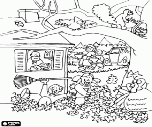 Autumn activities coloring page