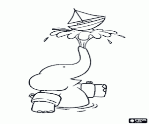 Babar the elephant and the toy boat coloring page