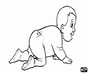 Baby crawling coloring page