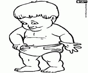 A baby in his first steps coloring page