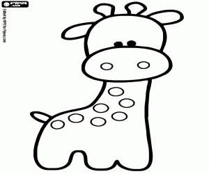 A baby giraffe, a stuffed toy coloring page