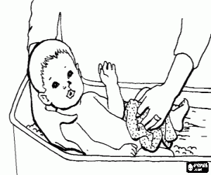 Baby in the bathtub coloring page