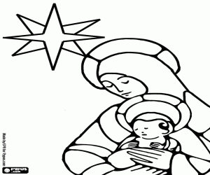 Baby Jesus in the arms of Mary coloring page