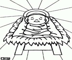 Baby Jesus in the manger coloring page