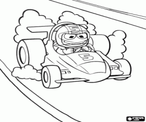 Baby Kermit and a racing car coloring page