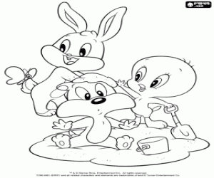 Baby Looney Tunes at the beach coloring page