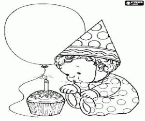 The baby and the one year cake coloring page