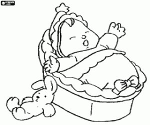 The baby sleeps in his crib coloring page