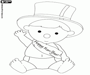 The baby, symbol of the new year coloring page