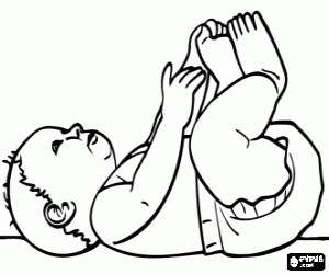 The baby and the toes coloring page