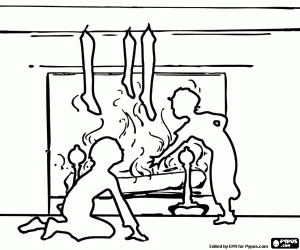 Backlight with fireplace and children coloring page