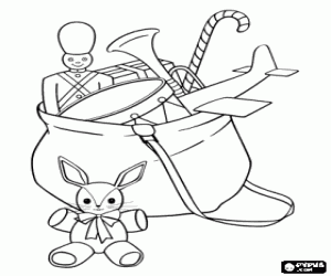 The bag of Christmas Toys coloring page
